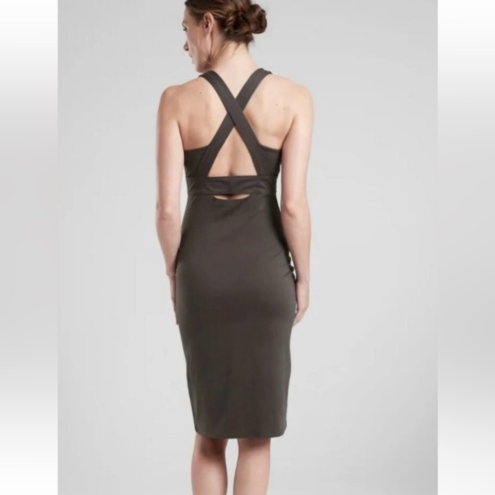 Athleta - Deep Breath Sheath Travel Dress, Olive, L - Picture 4 of 9